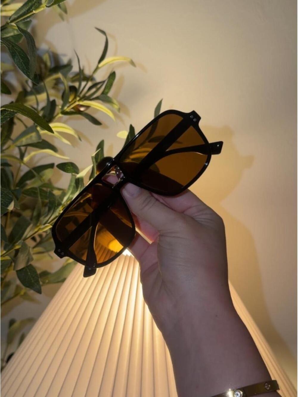 Brown aviator sunglasses with a retro vibe